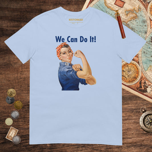 Light Blue Rosie We Can Do It Tee - history buff gift by HistoHead