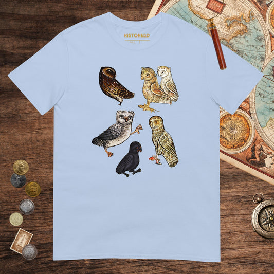 Light Blue Weird Medieval Owls Tee - history buff gift by HistoHead