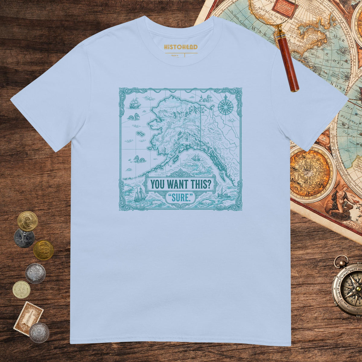 Light Blue Alaska Purchase Tee - history buff gift by HistoHead