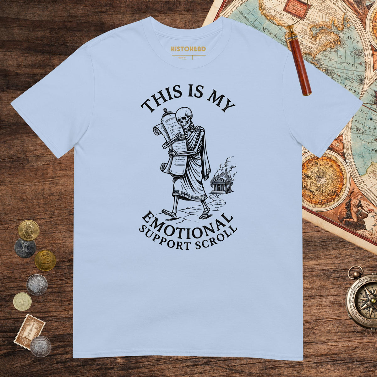 Light Blue Emotional Support Scroll Tee - history buff gift by HistoHead