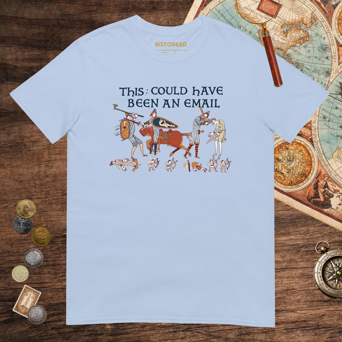 Light Blue Bayeux Tapestry This Could Have Been an Email Tee - history buff gift by HistoHead