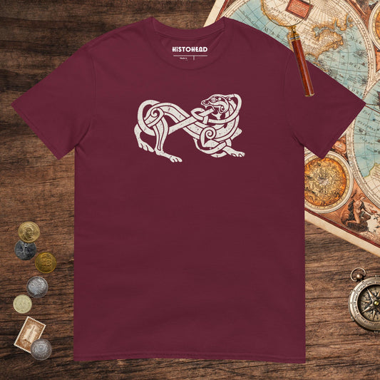 Maroon Norse Lion Tee - history buff gift by HistoHead