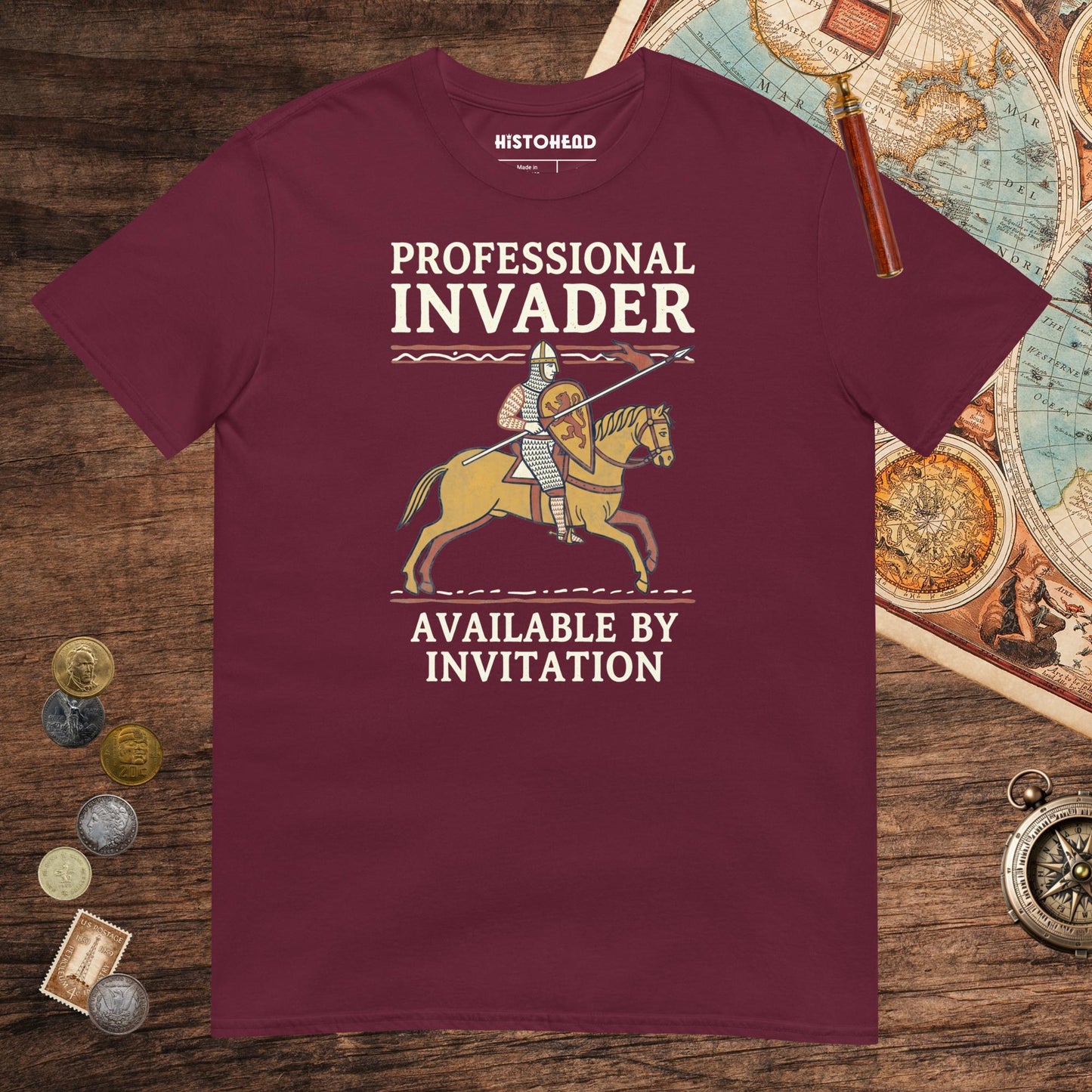 Maroon Professional Invader Tee - history buff gift by HistoHead
