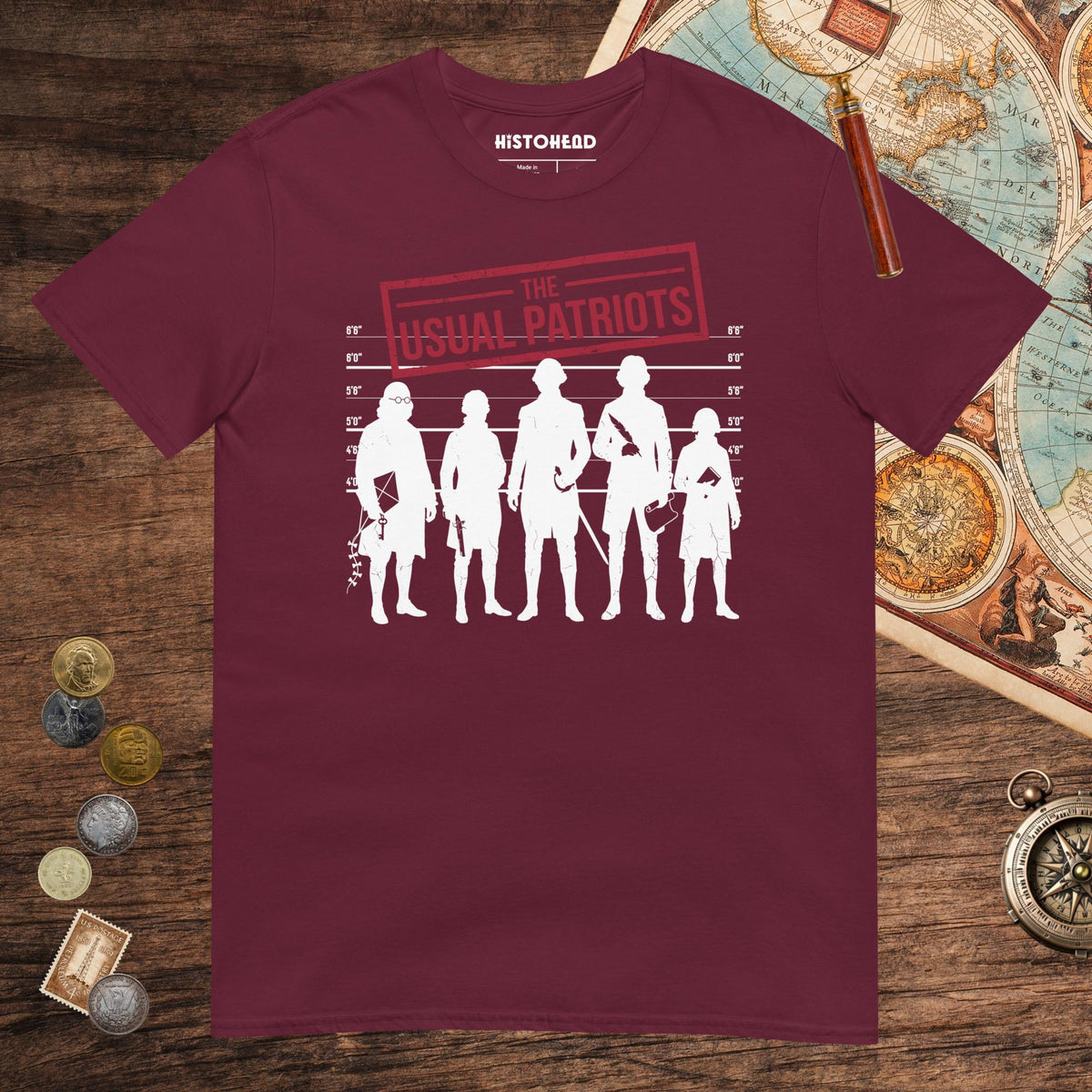 Maroon The Usual Patriots Tee - history buff gift by HistoHead