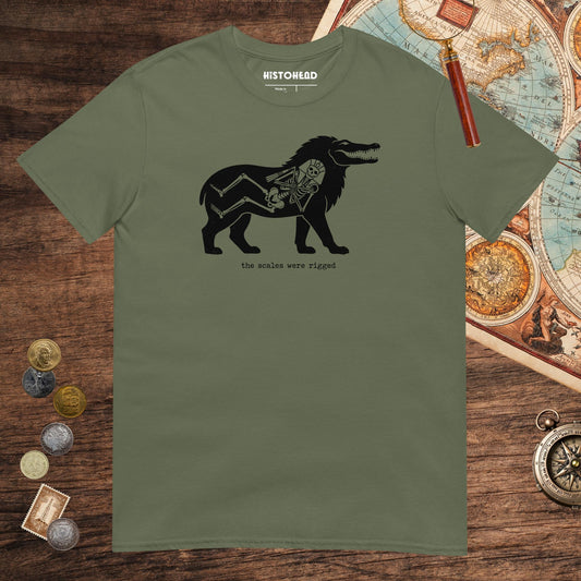 Military Green The Scales Were Rigged Tee - history buff gift by HistoHead