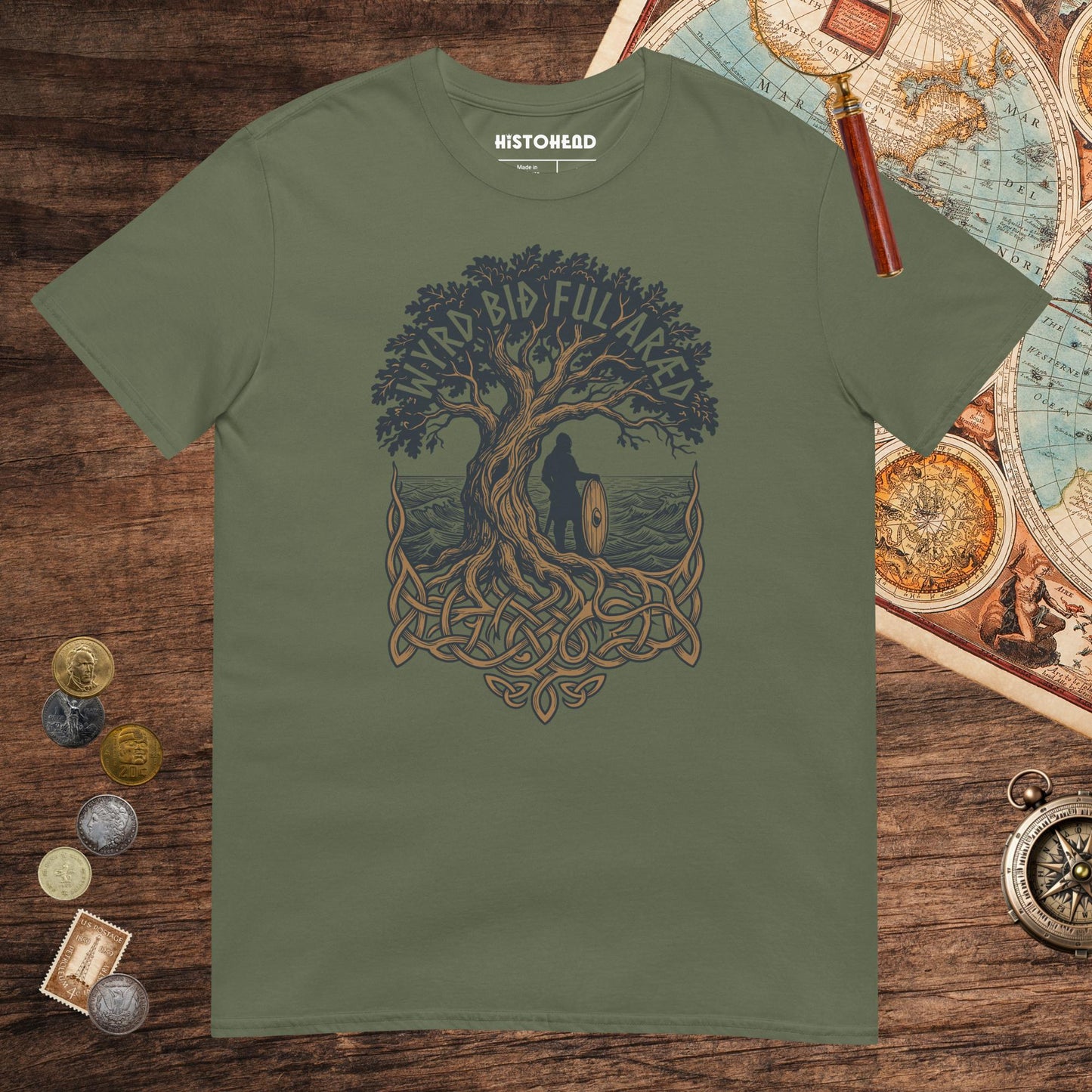 Military Green Old English Fate Is Inexorable Tee - history buff gift by HistoHead