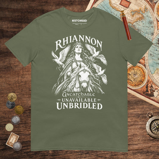 Military Green Rhiannon Uncatchable Unavailable Unbridled Tee - history buff gift by HistoHead