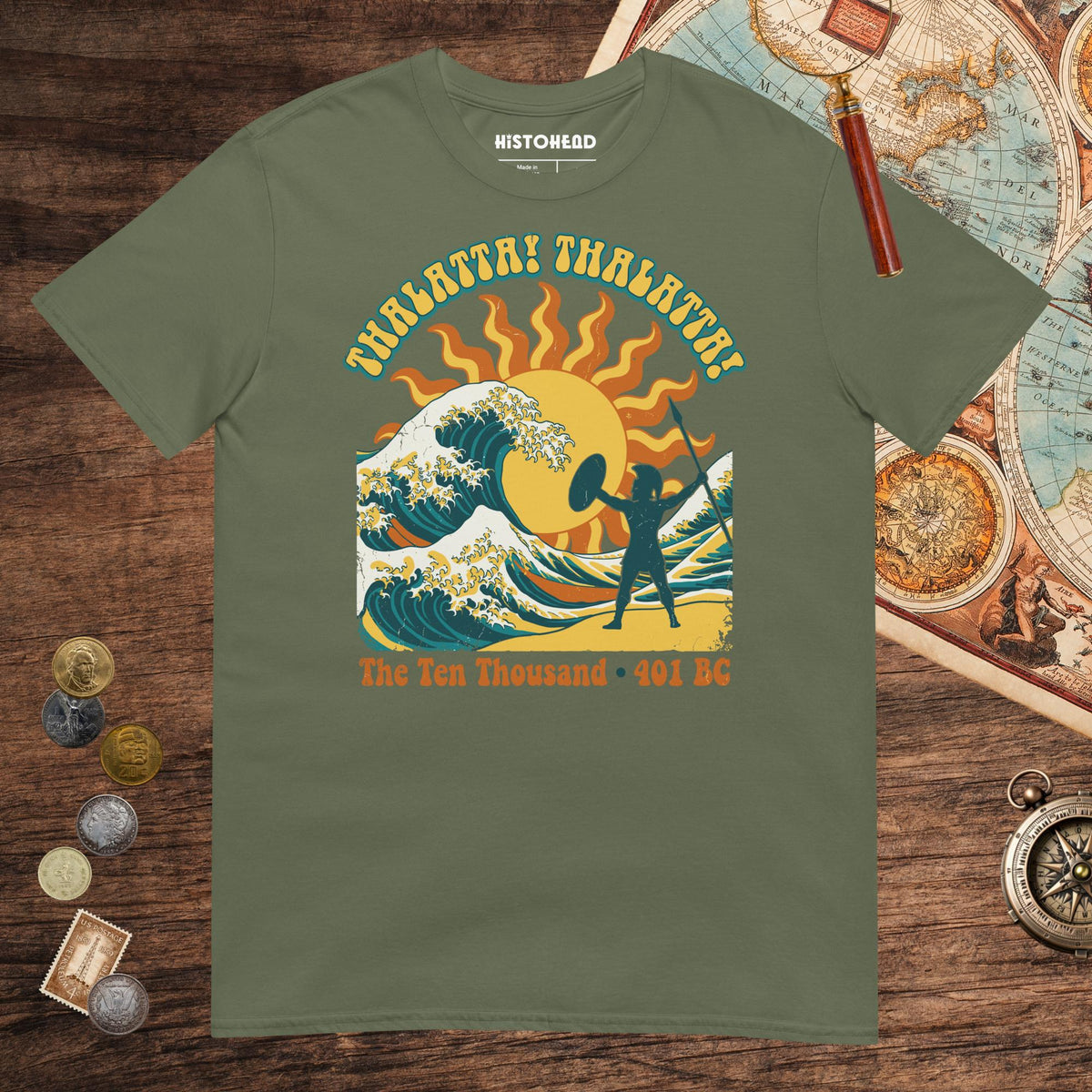 Military Green Thalatta Thalatta Tee - history buff gift by HistoHead