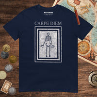 Navy Carpe Diem Skeleton Tee - history buff gift by HistoHead