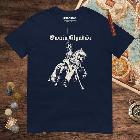 Navy Owain Glyndŵr Statue Tee - history buff gift by HistoHead