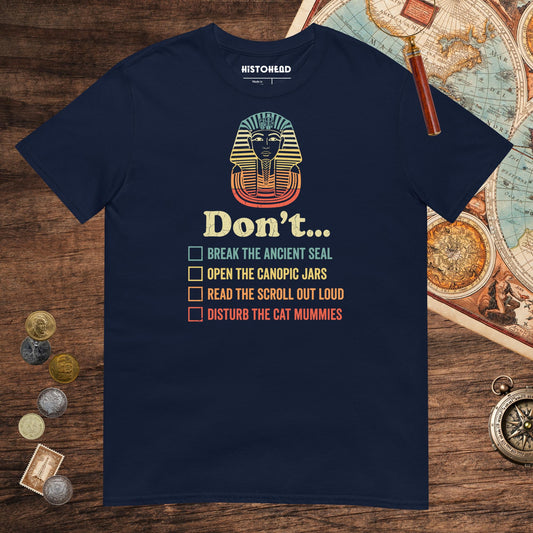 Navy King Tutankhamun Advice Tee - history buff gift by HistoHead
