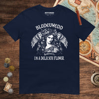 Navy Blodeuwedd Apparently I'm A Delicate Flower Tee - history buff gift by HistoHead