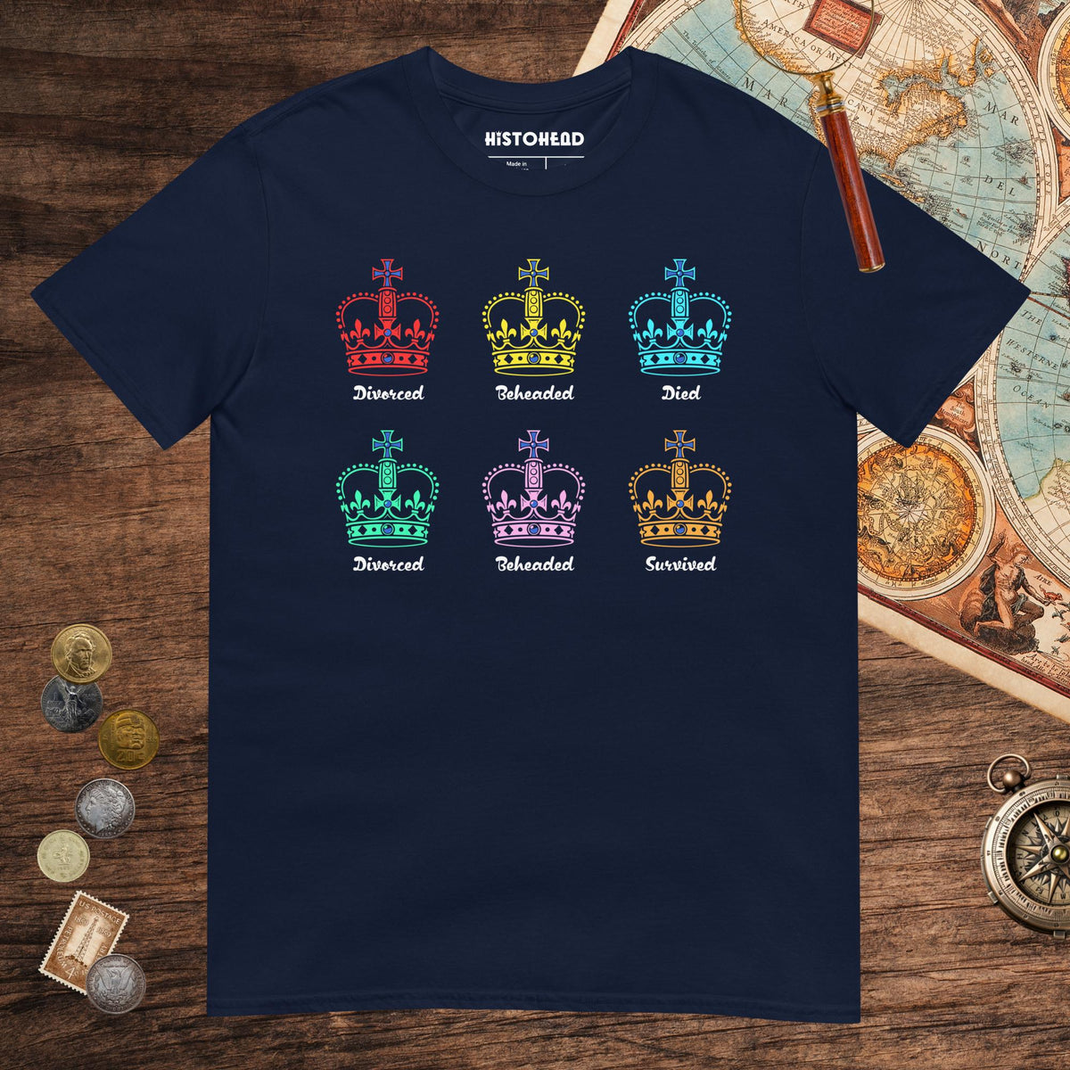 Navy Six Queens Tee - history buff gift by HistoHead
