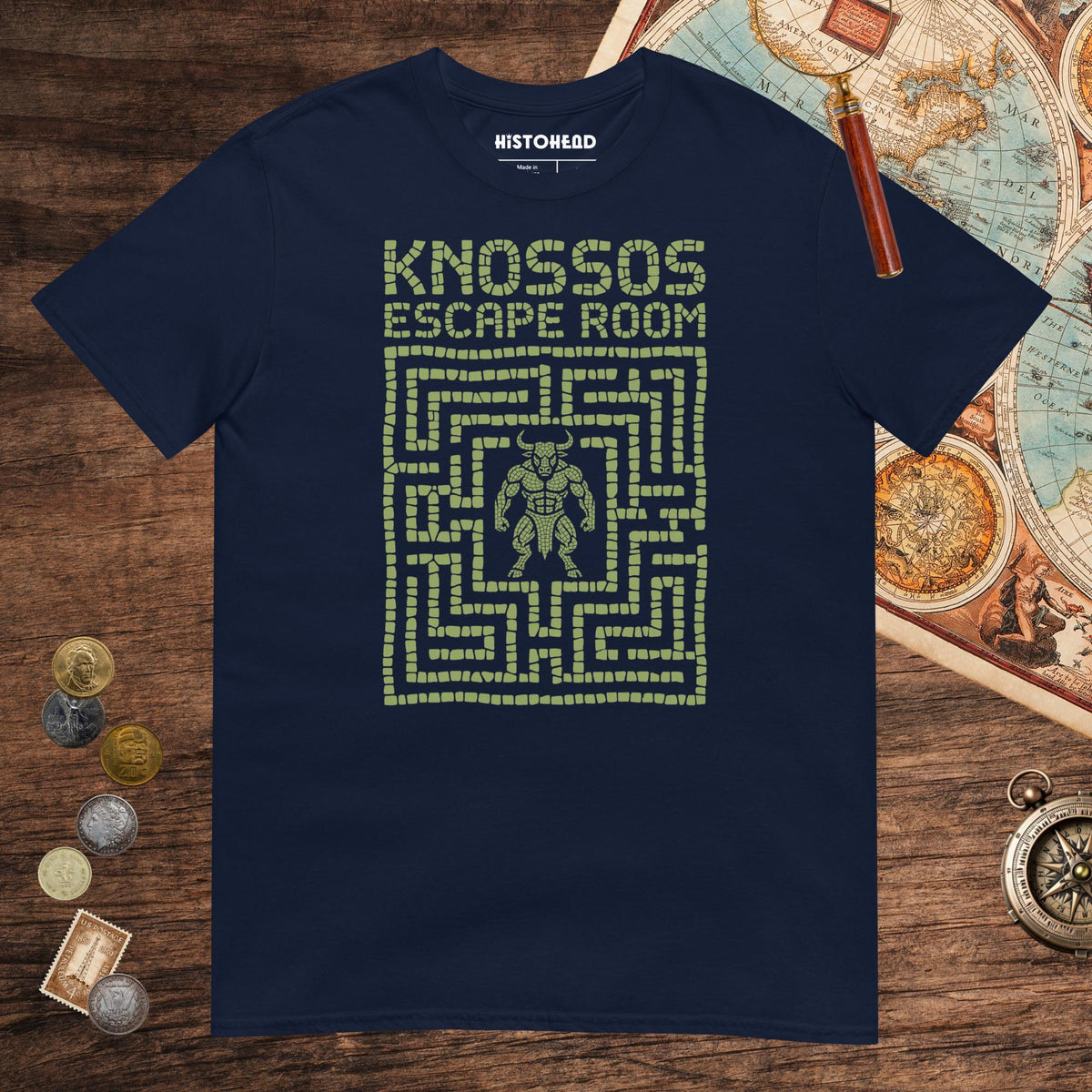 Navy Knossos Escape Room Tee - history buff gift by HistoHead