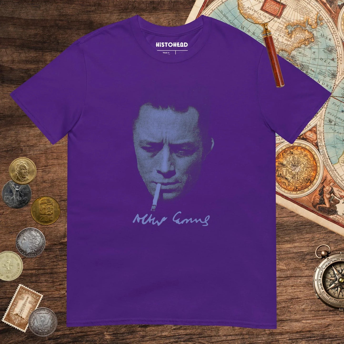 Purple Albert Camus Tee - history buff gift by HistoHead