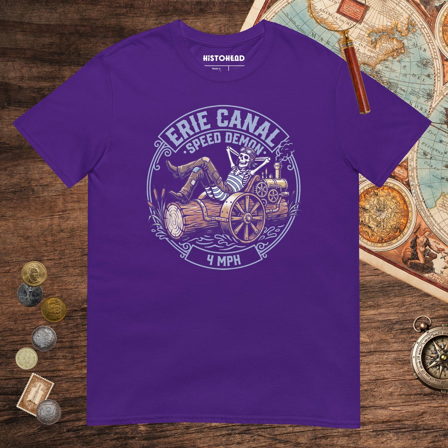 Purple Erie Canal Speed Demon Tee - history buff gift by HistoHead