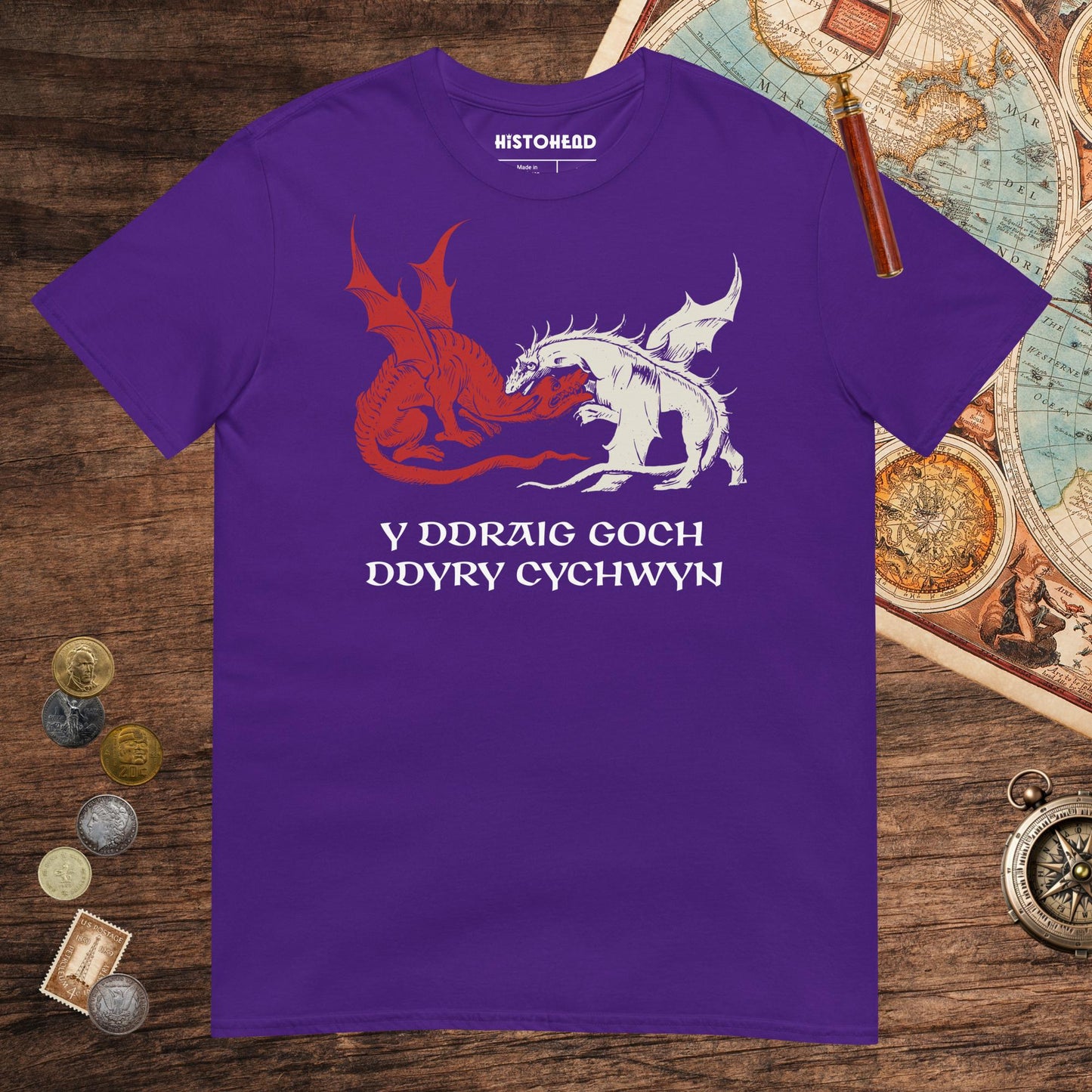 Purple Red Dragon Prophecy Tee - history buff gift by HistoHead
