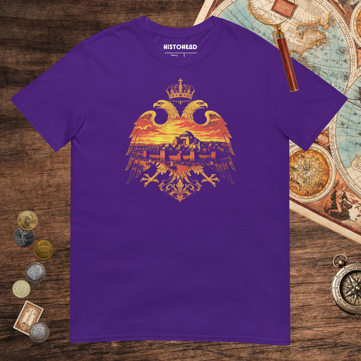 Purple Constantinople Eagle Tee - history buff gift by HistoHead