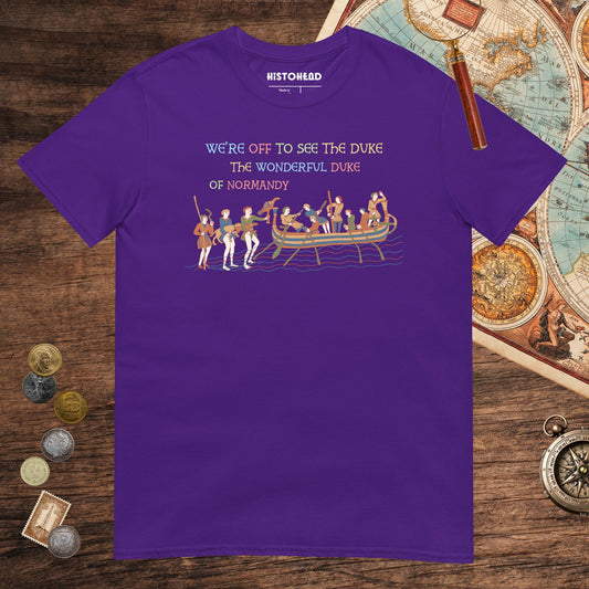 Purple Bayeux Tapestry We're Off to See the Duke Tee - history buff gift by HistoHead