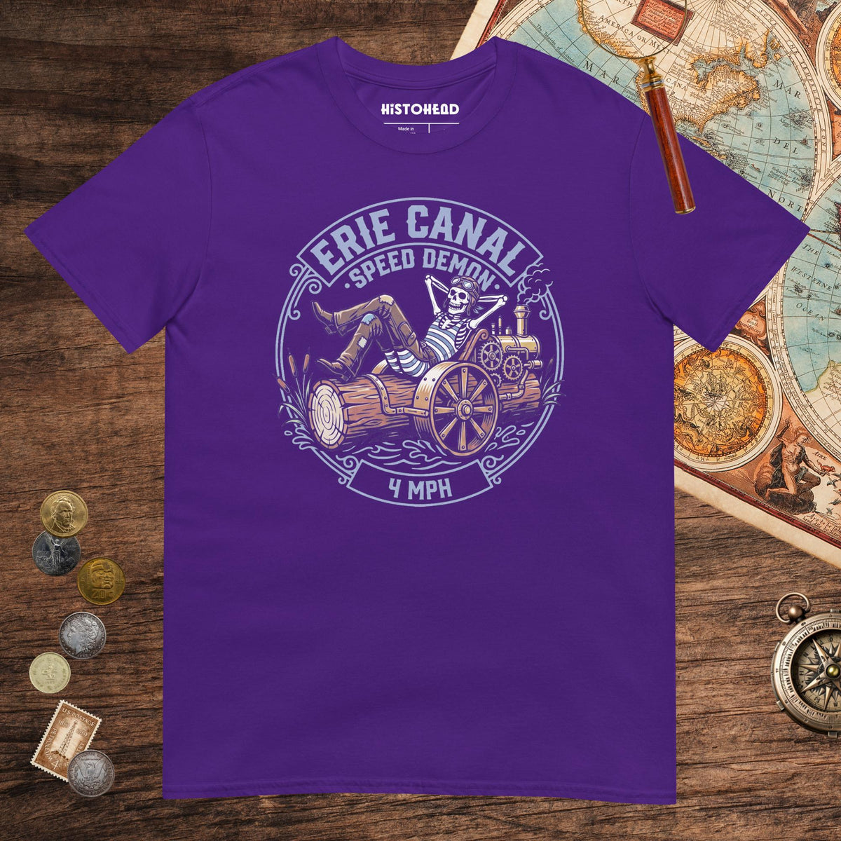 Purple Erie Canal Speed Demon Tee - history buff gift by HistoHead