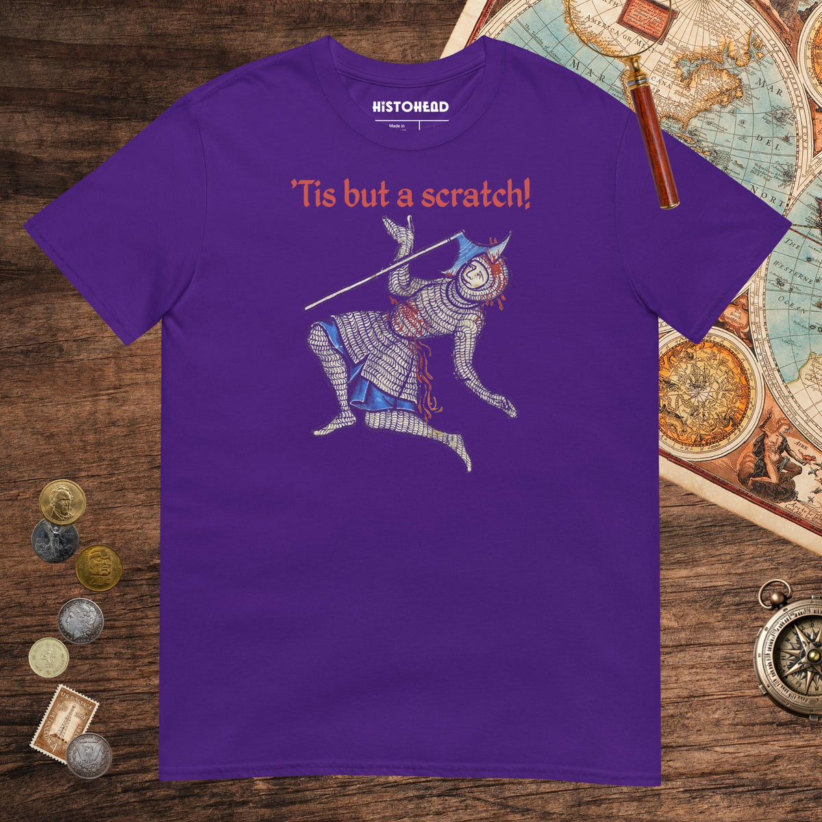 Purple Tis But A Scratch Tee - history buff gift by HistoHead