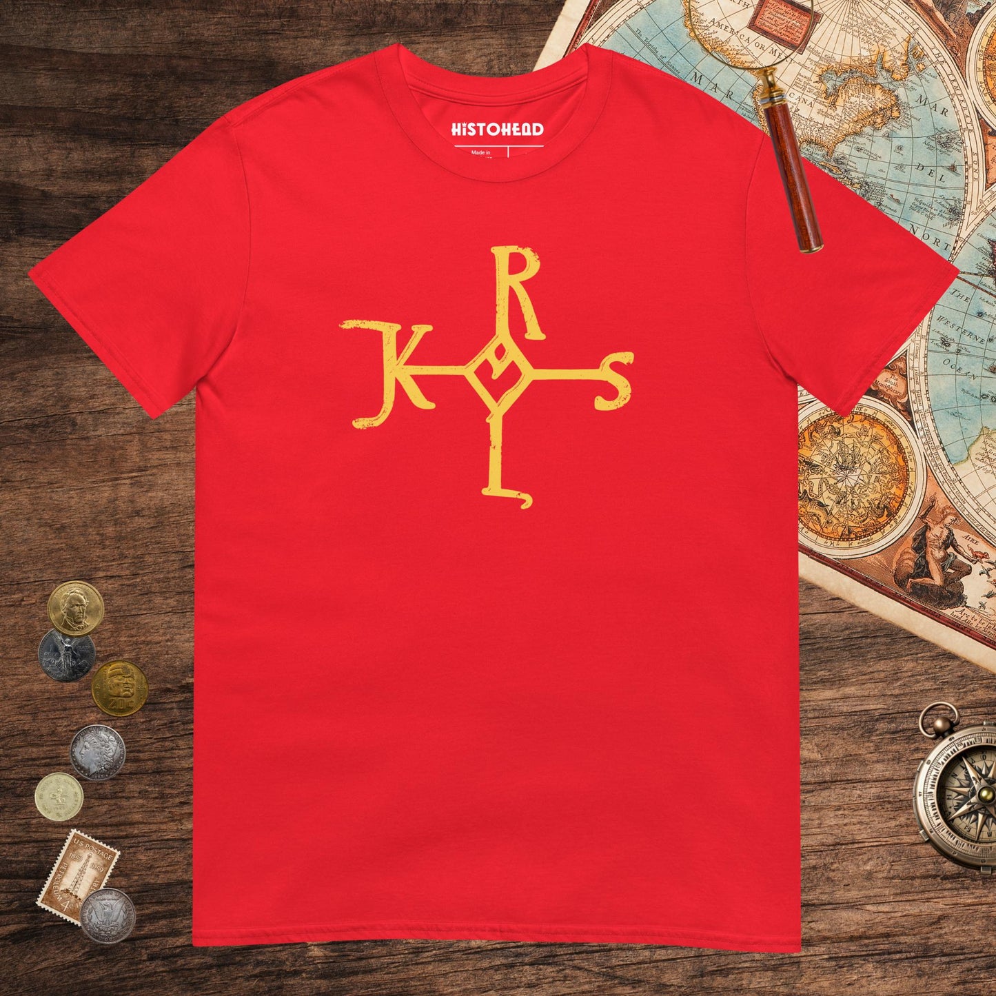 Red Charlemagne Autograph Tee - history buff gift by HistoHead
