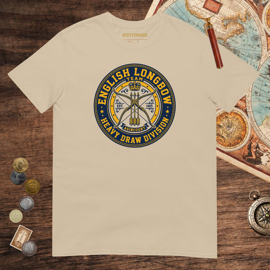 Sand English Longbow Heavy Draw Division Tee - history buff gift by HistoHead