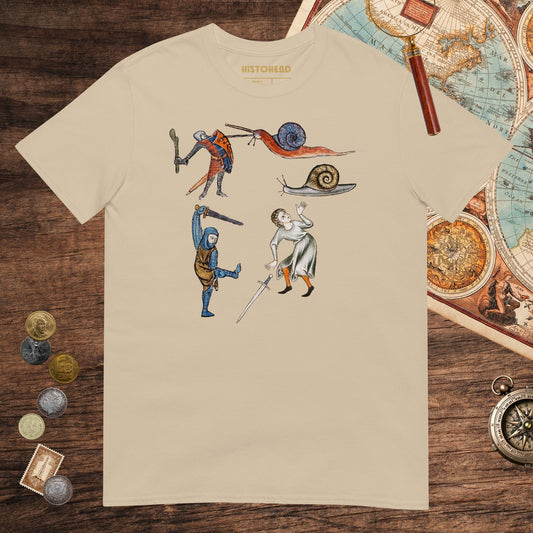 Sand Medieval Marginalia Snail Enemy Tee - history buff gift by HistoHead