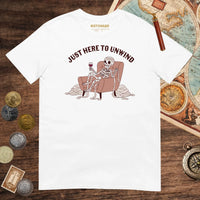 White Just Here to Unwind Tee - history buff gift by HistoHead