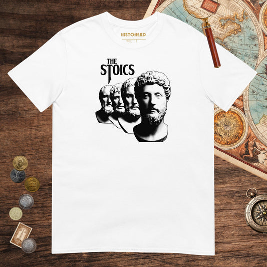 White The Stoics Band Tee - history buff gift by HistoHead