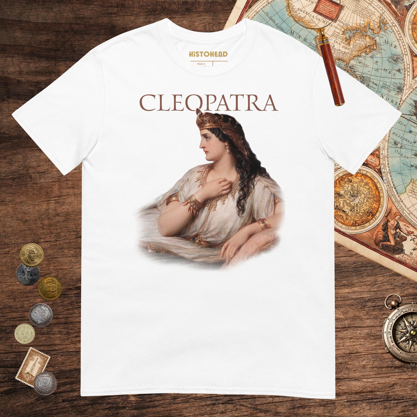 White Cleopatra Art Tee - history buff gift by HistoHead