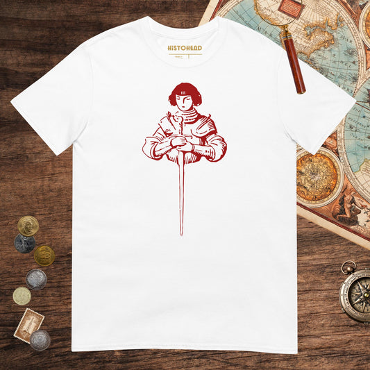 White Joan of Arc Stamp Tee - history buff gift by HistoHead