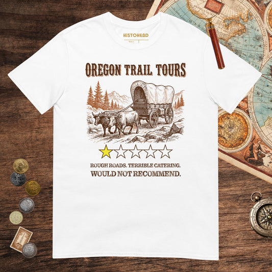White Oregon Trail Tours Review Tee - history buff gift by HistoHead
