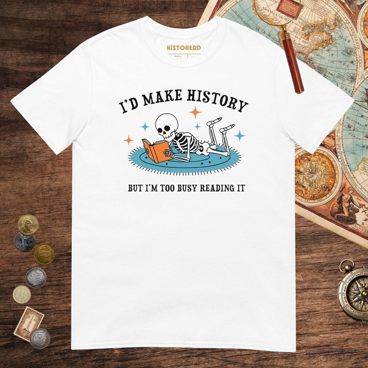White I'd Make History Tee - history buff gift by HistoHead