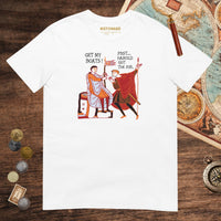 White Bayeux Tapestry Harold Got the Job Tee - history buff gift by HistoHead