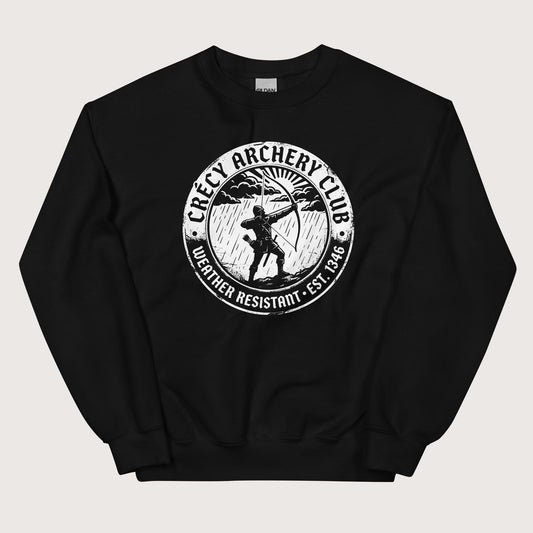 Black Crecy Archery Club Sweatshirt - history buff gift by HistoHead