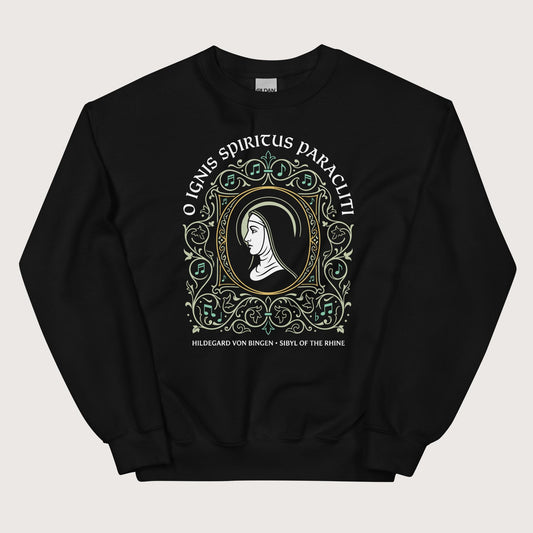 Black Hildegard von Bingen Sweatshirt - history buff gift by HistoHead
