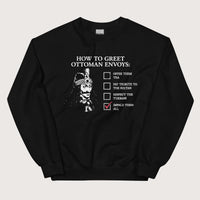 Black Vlad the Impaler How to Greet Guide Sweatshirt - history buff gift by HistoHead