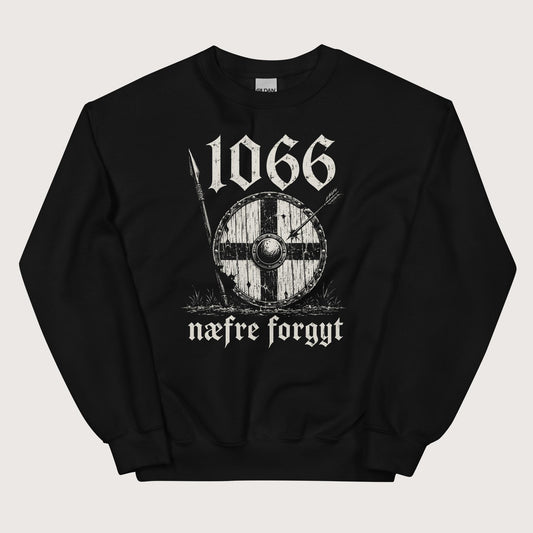 Black 1066 Never Forget in Old English Sweatshirt - history buff gift by HistoHead