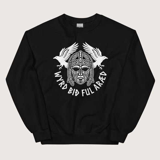 Black Wyrd Bið Ful Aræd Sutton Hoo Helmet Edition Sweatshirt - history buff gift by HistoHead