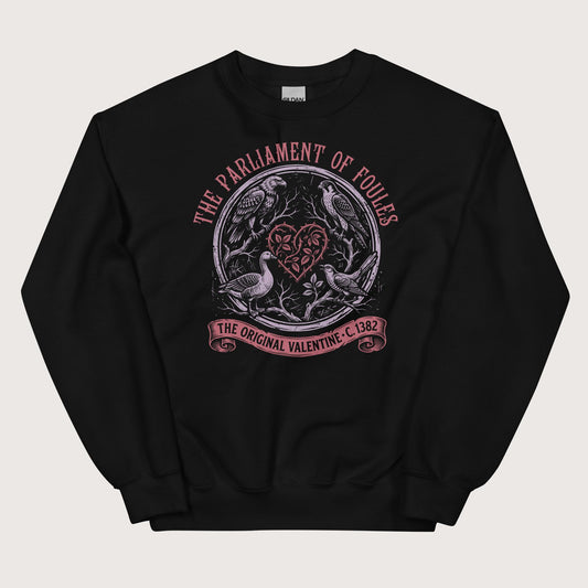 Black Chaucer Parliament of Foules Valentine Sweatshirt - history buff gift by HistoHead