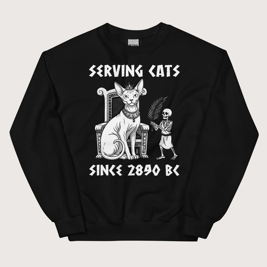 Black Serving Cats Since 2890 BC Sweatshirt - history buff gift by HistoHead