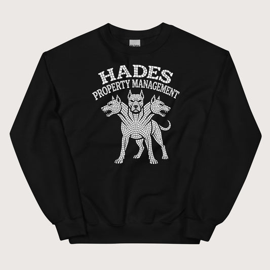 Black Hades Property Management Sweatshirt - history buff gift by HistoHead