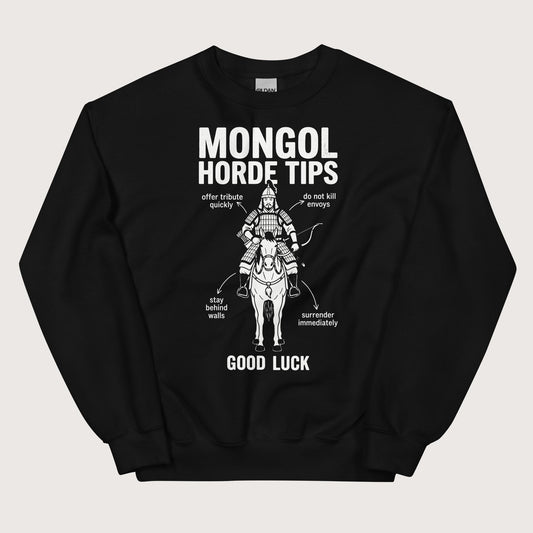 Black Mongol Horde Tips Sweatshirt - history buff gift by HistoHead