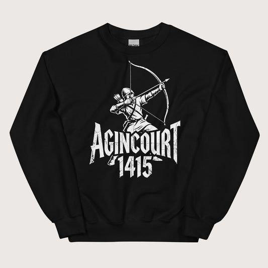 Black Agincourt 1415 Longbowman Sweatshirt - history buff gift by HistoHead