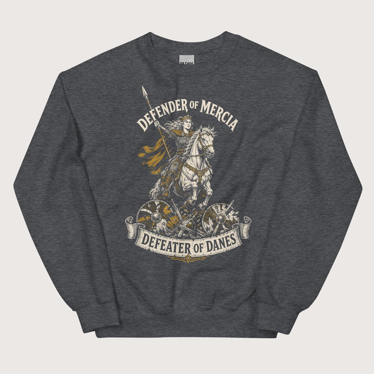 Dark Heather Æthelflæd Defender of Mercia Sweatshirt - history buff gift by HistoHead