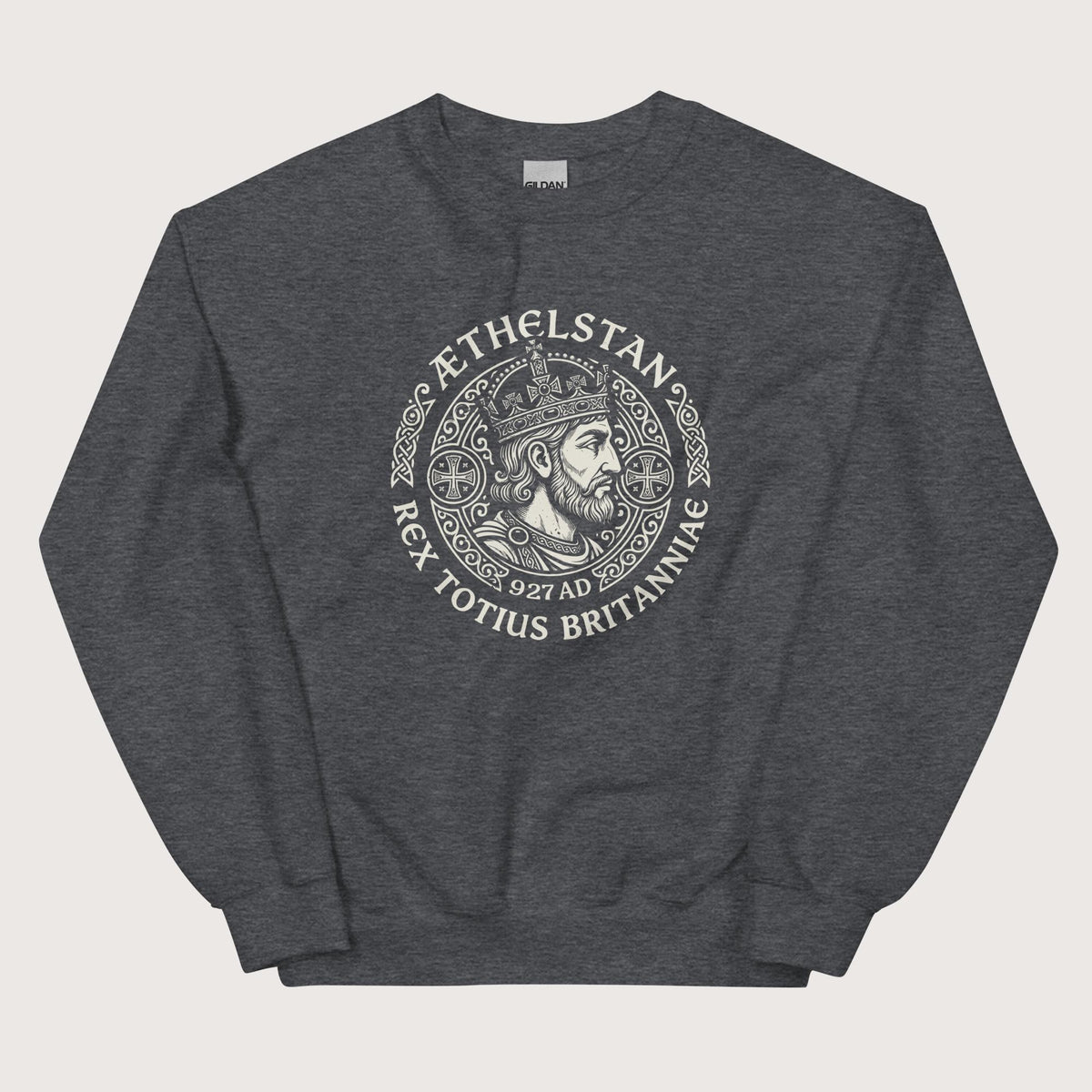 Dark Heather Æthelstan King of All Britain Sweatshirt - history buff gift by HistoHead