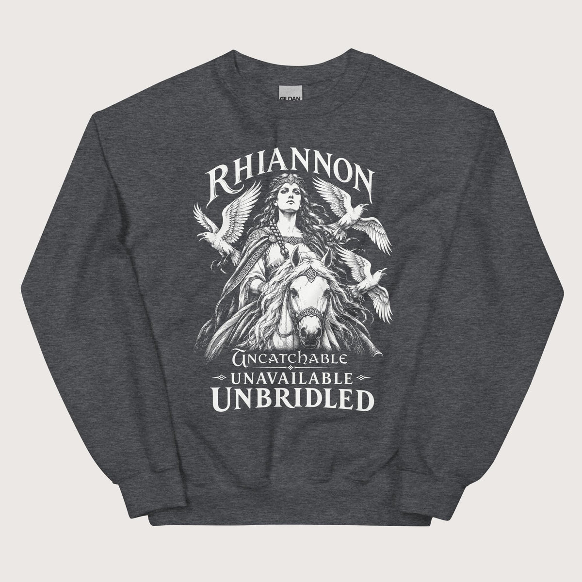 Dark Heather Rhiannon Uncatchable Unavailable Unbridled Sweatshirt - history buff gift by HistoHead
