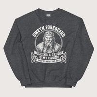 Dark Heather Sweyn Forkbeard Holding a Grudge Is My Cardio Sweatshirt - history buff gift by HistoHead
