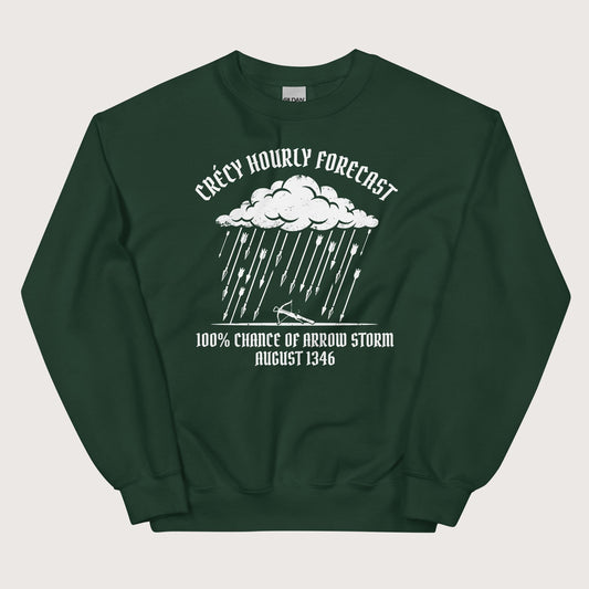 Forest Green Crecy Arrow Storm Forecast Sweatshirt - history buff gift by HistoHead